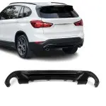 Aero Rear Bumper Diffuser for BMW X1 F48 (15-22) with standard bumper, glossy black