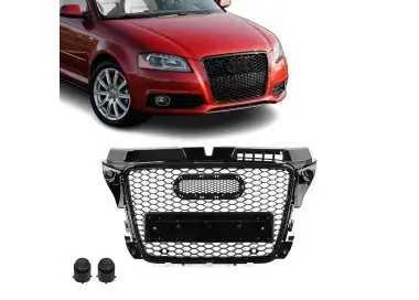 RS-style Front Grille for Audi A3 8P / S3 8P facelift (08-12), glossy black