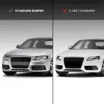 RS-style Fog Light Grille, Covers for Audi A4 B8 (08-12) with standard bumper, glossy black