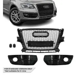 RS-style Front Central + Fog Light Grille set for Audi...