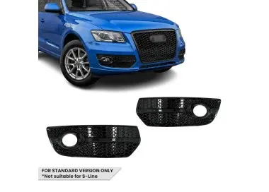 RS-style Fog Light Grille / Covers set for Audi Q5 8R pre-facelift (09-12) standard version, glossy black