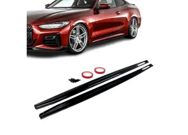 AC-style Side Skirt Extensions set for BMW G22 / G23 (20-26) with M-Pack, glossy black