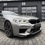 RK-style Front Bumper Lip Spoiler for genuine BMW F90 M5 PRE-LCI (18-20) bumper, glossy black