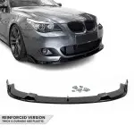 HM Front Bumper Lip Spoiler for BMW E60 / E61 with M-Tech bumper, glossy black V2: EXTRA-STRONG VERSION