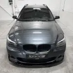 HM Front Bumper Lip Spoiler for BMW E60 / E61 with M-Tech bumper, glossy black V2: EXTRA-STRONG VERSION