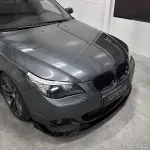 HM Front Bumper Lip Spoiler for BMW E60 / E61 with M-Tech bumper, glossy black V2: EXTRA-STRONG VERSION