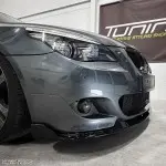 HM Front Bumper Lip Spoiler for BMW E60 / E61 with M-Tech bumper, glossy black V2: EXTRA-STRONG VERSION