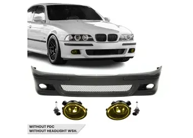 M Pack Front Bumper for BMW E39, without PDC, without headlight washers, with yellow fog lights