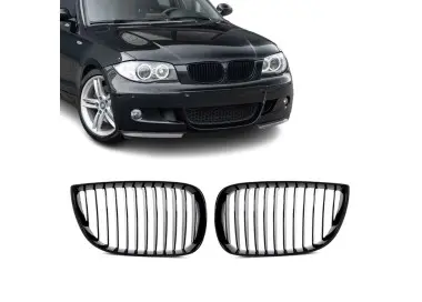 Front Kidney Grille set for BMW E81 / E87, glossy black