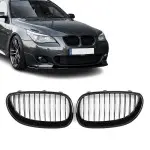 Front kidney Grille single line set for BMW E60 / E61 (03-10), glossy black