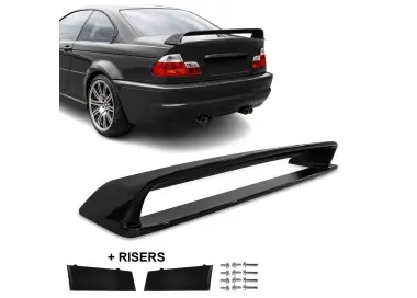 LTW-style Trunk Spoiler + Risers set for BMW E46 sedan / coupe, glossy black