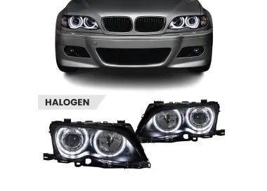 Headlights set with LED Angel Eyes for BMW E46 facelift (01-05) sedan / touring