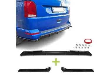 MX-style Rear Bumper Diffuser + Splitters set for VW T6 / T6.1 tailgate, glossy black