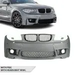 1M style Front Bumper for BMW E81 / E82 / E87 / E88, with PDC, with Washer holes