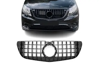 GT R Panamericana style Front Grille for Mercedes Vito W447 (14-19), glossy black