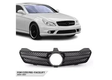 Front Grille for Mercedes-Benz CLS (C219 / W219) prefacelift (04-07), glossy black