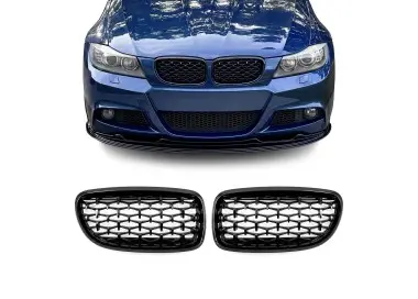 Diamond Front kidney Grille set for BMW E90 / E91 LCI (08-11), glossy black