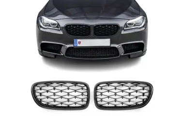 Diamond Front Kidney Grille set for BMW F10 / F11, glossy black