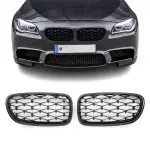 Diamond Front Kidney Grille set for BMW F10 / F11, glossy black
