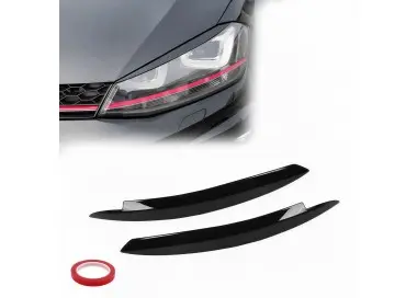 Headlight Eyebrows / Trims set for VW Golf MK7 (13-19), glossy black