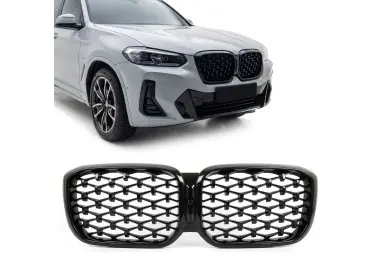 Diamond kidney Grille for BMW G01 X3 LCI / G02 X4 LCI (21-24), glossy black