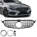 Panamericana GT-style Front Grille for Mercedes W205 / S205 / C205 (14-21), chrome + black