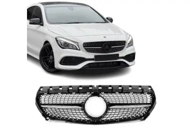 Diamond Front Grille for Mercedes-Benz CLA C117 (13-19), chrome + black