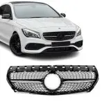 Diamond Front Grille for Mercedes-Benz CLA C117 (13-19), chrome + black