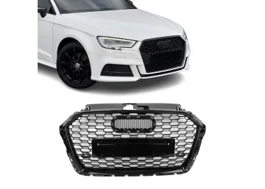 RS style Front Grille for Audi A3 8V / S3 8V facelift (16-20) without distronic, glossy black