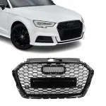 RS style Front Grille for Audi A3 8V / S3 8V facelift (16-20) without distronic, glossy black