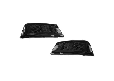 RS-style Fog Light Grille / Covers set for Audi A4 B9 (15-19) standard version, without distronic, glossy black
