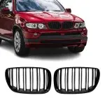 Performance kidney Grille set for BMW X5 E53 facelift (04-06), glossy black
