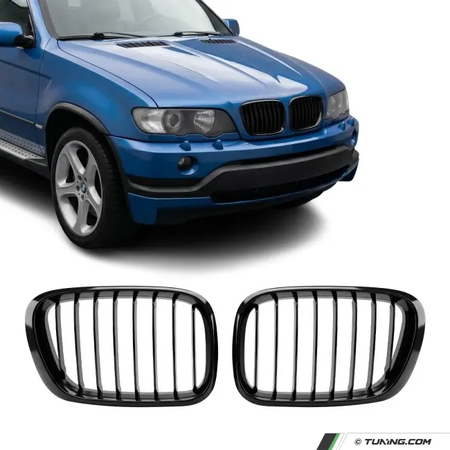 Front Kidney Grille set for BMW X5 E53 pre-facelift (99-03), glossy black