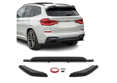 MX-style Rear Bumper Diffuser + Splitters set for BMW X3 G01 PRE-LCI (18-21) with M-Pack, glossy black