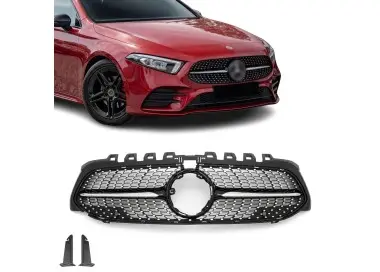 Diamond Front Grille for Mercedes V177 / W177 (18-22) pre-facelift, black + chrome