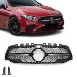 Diamond Front Grille for Mercedes V177 / W177 (18-22) pre-facelift, black + chrome