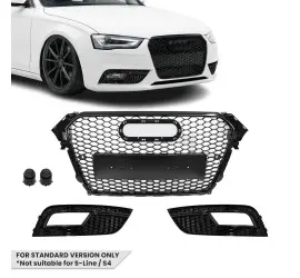 RS-style Front Central + Fog Light Grille set for Audi...