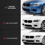 Performance Front Bumper Lip Spoiler for genuine BMW F10 M5 bumper, glossy black
