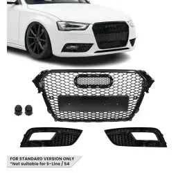 RS-style Front Central + Fog Light Grille set for Audi...