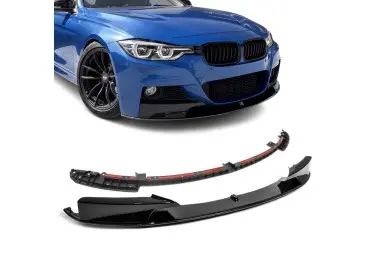 Performance Front bumper Lip for BMW F30 / F31, glossy black V2: EXTRA-STRONG VERSION
