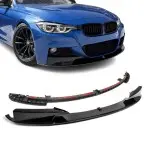 Performance Front bumper Lip for BMW F30 / F31, glossy black V2: EXTRA-STRONG VERSION