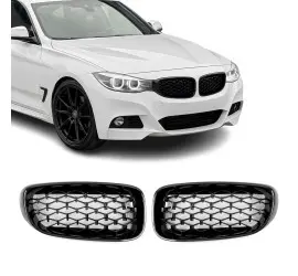 Diamond Front Kidney Grille set for BMW F34 GT, glossy...