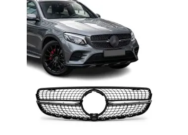 Diamond Front Grille for Mercedes GLC W253 / C253 / X253 (15-19) pre-facelift, black + chrome