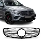 Diamond Front Grille for Mercedes GLC W253 / C253 / X253 (15-19) pre-facelift, black + chrome