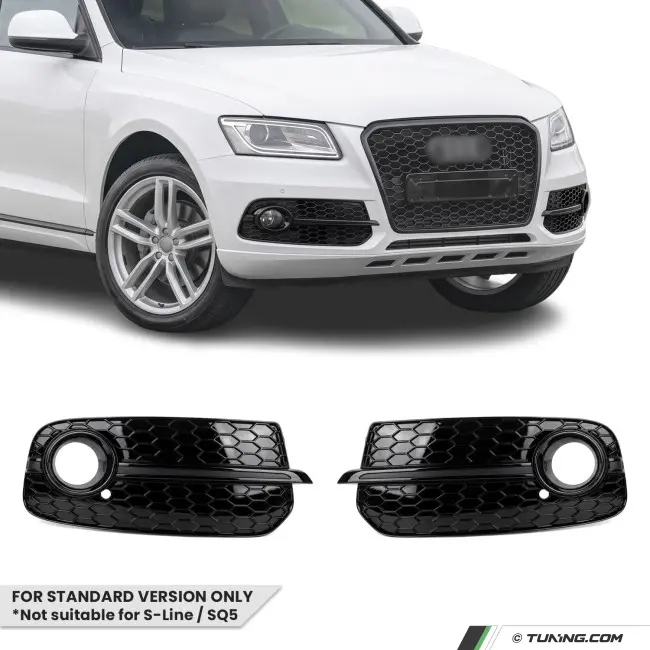 RS-style Fog Light Grille set for Audi Q5 8R facelift (12-17) standard version, black