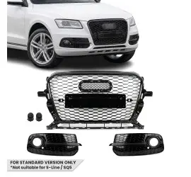RS-style Front Central + Fog Light Grille set for Audi...