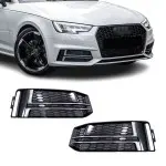 Fog Light Grille / Covers set for Audi A4 B9 (15-19) S-Line, without distronic, glossy + chrome