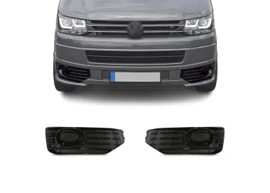 Front Lower Grille / Fog Light Trims set for VW T5.1 (09-14) with Sportline front Lip, glossy black