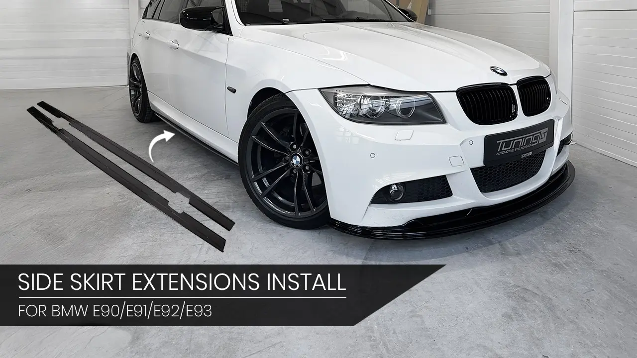 OUR SIDE SKIRT EXTENSIONS FOR BMW E90 / E91 INSTALLED (VIDEO)